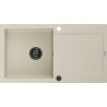 Mexen Leo Granitspüle 1-beckig mit Abtropffläche 900 x 500 mm, beige, schwarzer Siphon - 6501901010-69-B