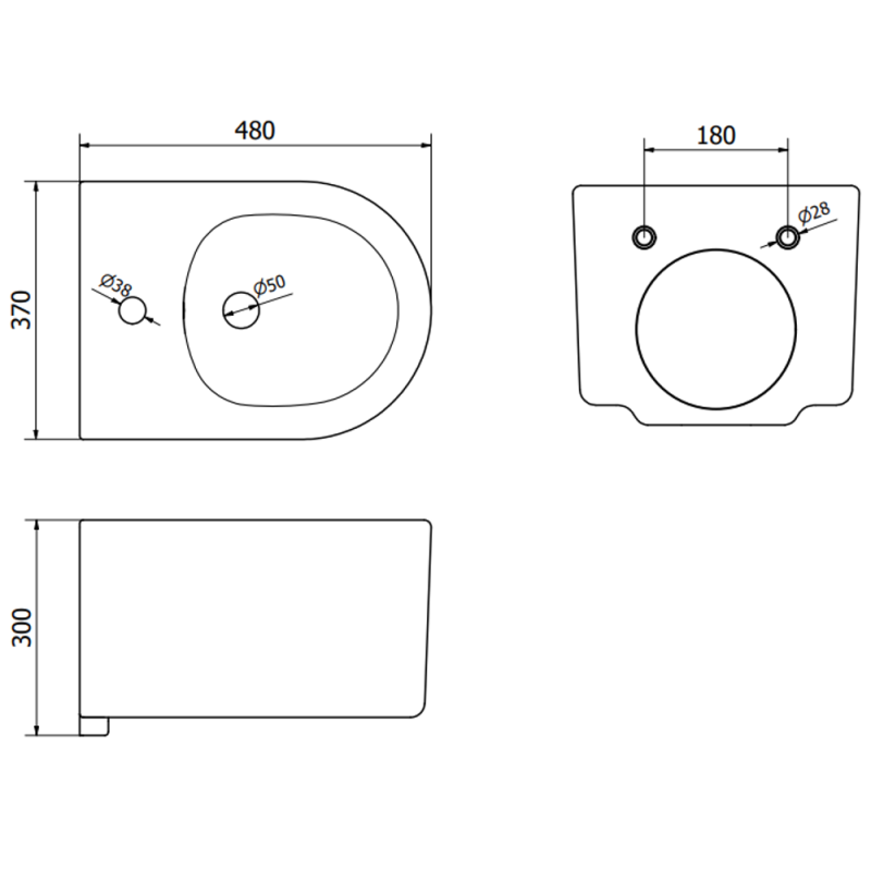 Mexen Sofia Hängendes Bidet, schwarz - 35544870