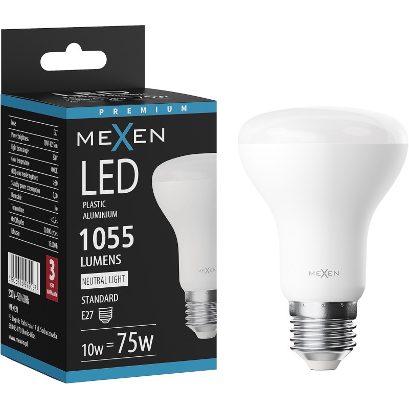 Mexen Nova LED-Lampe E27, R63, 10W, Neutral - 4000K, 1055 lm - L104-E27-1040-01