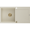 Mexen Leo 1-Kammer Granitspüle mit Abtropffläche 900 x 500 mm, beige, goldener Siphon - 6501901010-69-G