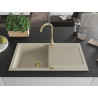 Mexen Leo 1-Kammer Granitspüle mit Abtropffläche 900 x 500 mm, beige, goldener Siphon - 6501901010-69-G
