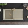 Mexen Leo Granitspüle 1-beckig mit Abtropffläche 900 x 500 mm, beige, Siphon gold - 6501901010-69-G