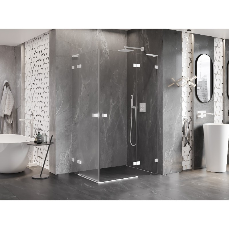 Mexen Lunar L Duo Duschkabine, rechts öffnend 105 x 70 cm, transparent, weiß - 834L-105P-070L-20-00