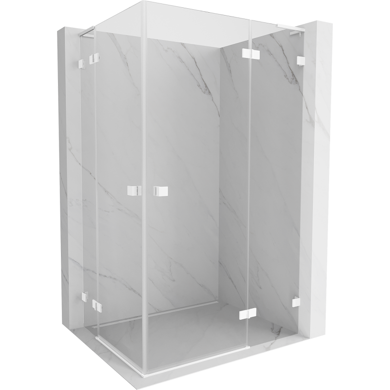 Mexen Lunar L Duo Duschkabine schwenkbar rechts 105 x 85 cm, transparent, weiß - 834L-105P-085L-20-00
