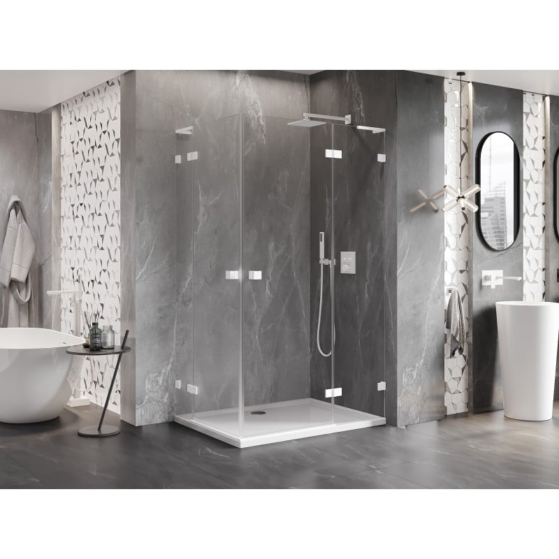 Mexen Lunar L Dusche Doppelt Schwingtür-Rechts 110 x 95 cm, transparent, weiß - 834L-110P-095L-20-00