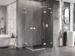 Mexen Lunar L Duo Duschkabine, rechts öffnend 115 x 70 cm, transparent, weiß - 834L-115P-070L-20-00