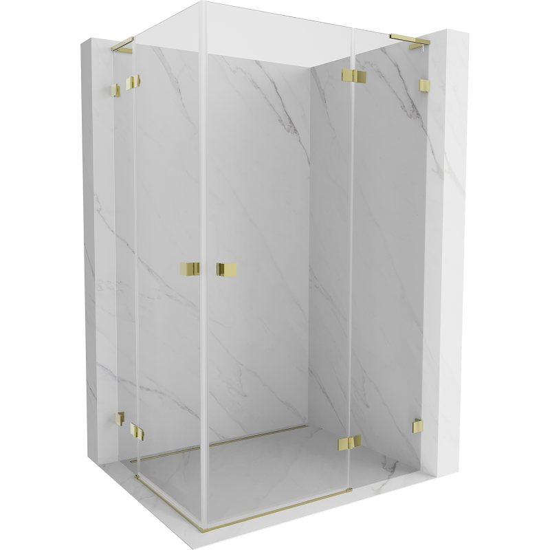 Mexen Lunar L Duo Duschkabine, rechts öffnend 90 x 85 cm, transparent, gold - 834L-090P-085L-50-00
