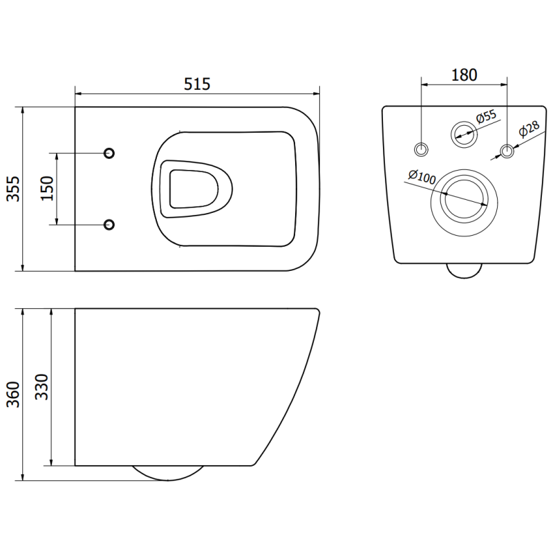 Mexen Vega Unterputz-WC-Set Fenix XS-F mit WC-Schüssel und Soft-Close-Sitz, weiß glänzend - 68030654000