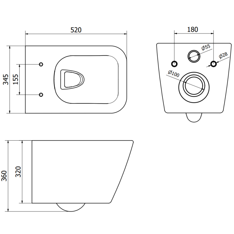 Mexen Cube Unterputz-WC-Set Fenix XS-F mit WC-Schüssel und Absenkautomatik, weiß glänzend - 68030924000