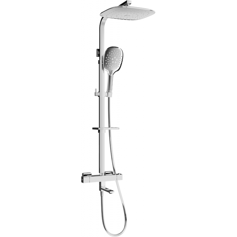 Mexen CQ22 Badewannen-Duschset mit Regenbrause und Thermostatbatterie, Chrom - 779102295-00