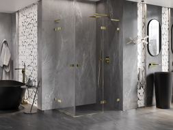 Mexen Lunar L Klappbare Duschkabine Duo rechts 115 x 95 cm, transparent, gold - 834L-115P-095L-50-00