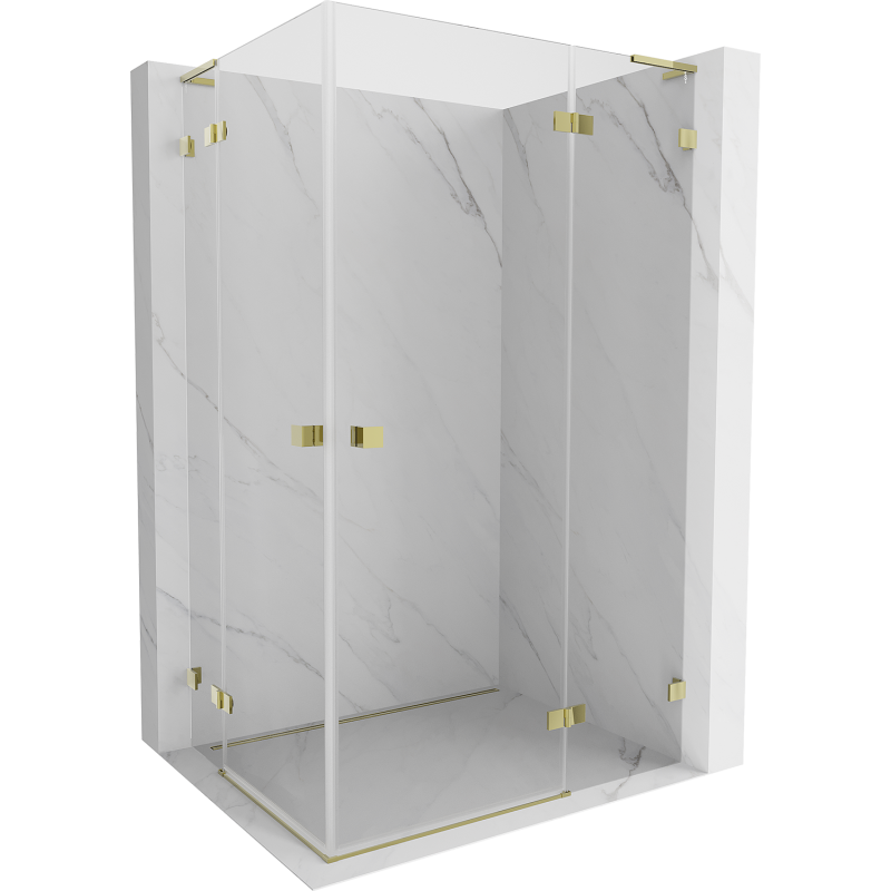 Mexen Lunar L Duo Duschkabine schwenkbar rechts 120 x 115 cm, transparent, gold - 834L-120P-115L-50-00