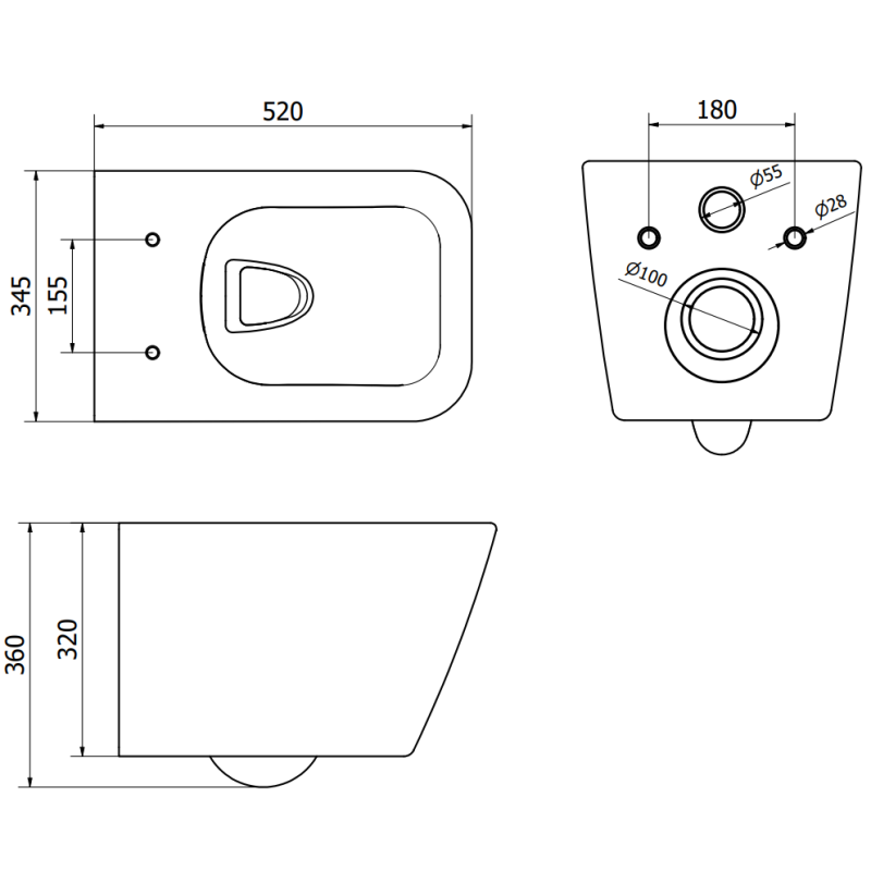 Mexen Cube Unterputz-WC-Set Fenix XS-U mit WC-Schüssel und Soft-Close-Deckel, weiß glänzend - 68530924000