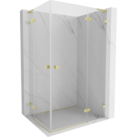 Mexen Lunar L Duo Duschkabine schwenkbar rechts 85 x 70 cm, transparent, gebürstet gold - 834L-085P-070L-55-00