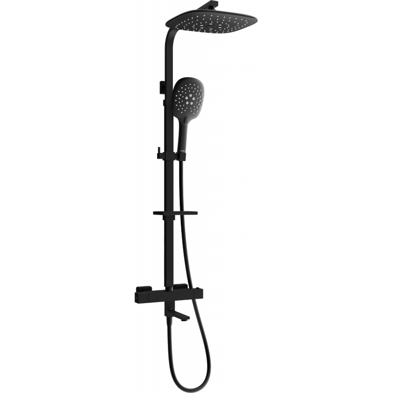 Mexen CQ22 Bade- und Duschset mit Regenbrause und Thermostatarmatur, schwarz - 779102295-70
