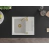 Mexen Enzo Einbauwaschbecken aus Granit, 1-becken mit Abtropffläche 576 x 465 mm, weiß, Siphon gold - 6506571005-20-G