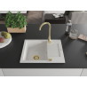 Mexen Enzo Granitspüle 1-Becken mit Abtropffläche 576 x 465 mm, weiß, goldener Siphon - 6506571005-20-G