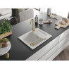 Mexen Enzo Granitspüle 1-Becken mit Abtropffläche 576 x 465 mm, weiß, goldener Siphon - 6506571005-20-G