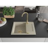 Mexen Enzo Granitspüle 1-beckig mit Abtropffläche 576 x 465 mm, beige, Siphon gold - 6506571005-69-G
