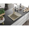 Mexen Enzo Granitspüle 1-Becken mit Abtropffläche 576 x 465 mm, beige, goldener Siphon - 6506571005-69-G