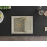 Mexen Enzo Granitspüle 1-Becken mit Abtropffläche 576 x 465 mm, beige, goldener Siphon - 6506571005-69-G
