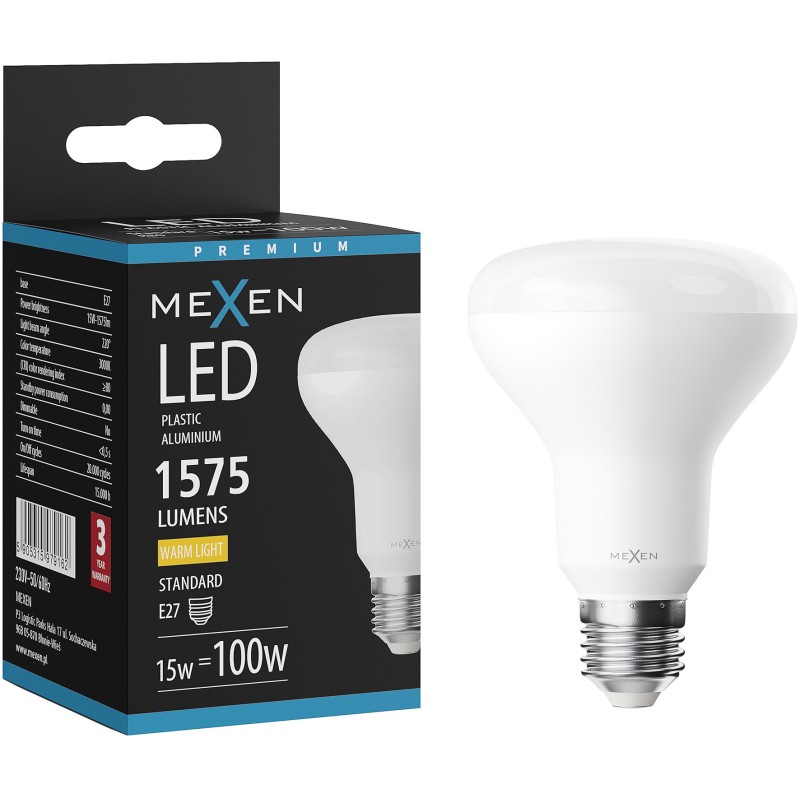 Mexen Nova LED-Lampe E27, R80, 15W, Warm - 3000K, 1575 lm - L105-E27-1530-01