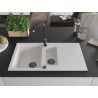Mexen Matias Granitspüle 1,5-Becken mit Abtropffläche 900 x 505 mm, weiß, schwarzer Siphon - 6502901505-20-B