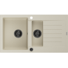 Mexen Matias 1,5-Kammer-GranitsSpüle mit Abtropfbrett 900 x 505 mm, beige, schwarzer Siphon - 6502901505-69-B