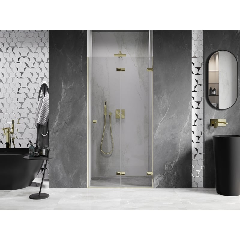 Mexen Lunar-F faltbare Duschwand rechts 55 cm, transparent, gold - 836-055-000-50-00-P