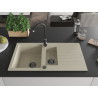 Mexen Matias 1,5-Kammer-GranitsSpüle mit Abtropfbrett 900 x 505 mm, beige, schwarzer Siphon - 6502901505-69-B