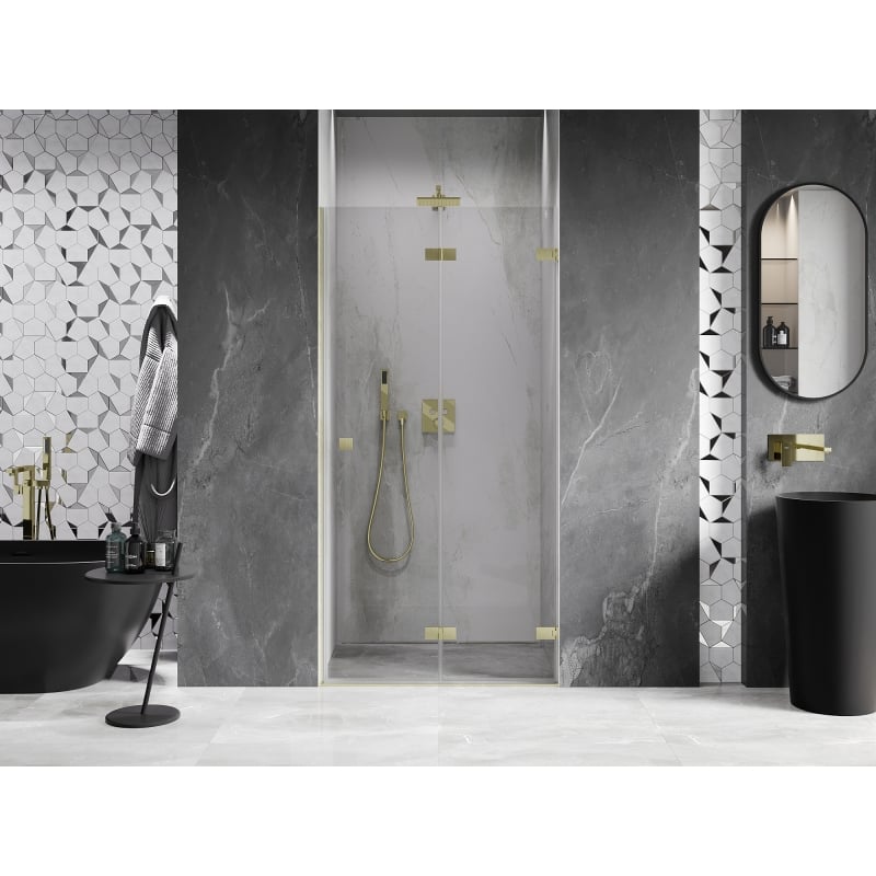 Mexen Lunar-F faltbare Duschkabinentür rechts 55 cm, transparent, gebürstetes Gold - 836-055-000-55-00-P