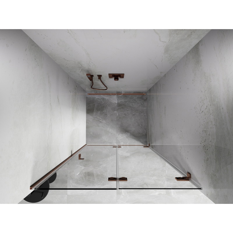 Mexen Lunar-F faltbare Duschabtrennung rechts 55 cm, transparent, gebürstetes Kupfer - 836-055-000-65-00-P