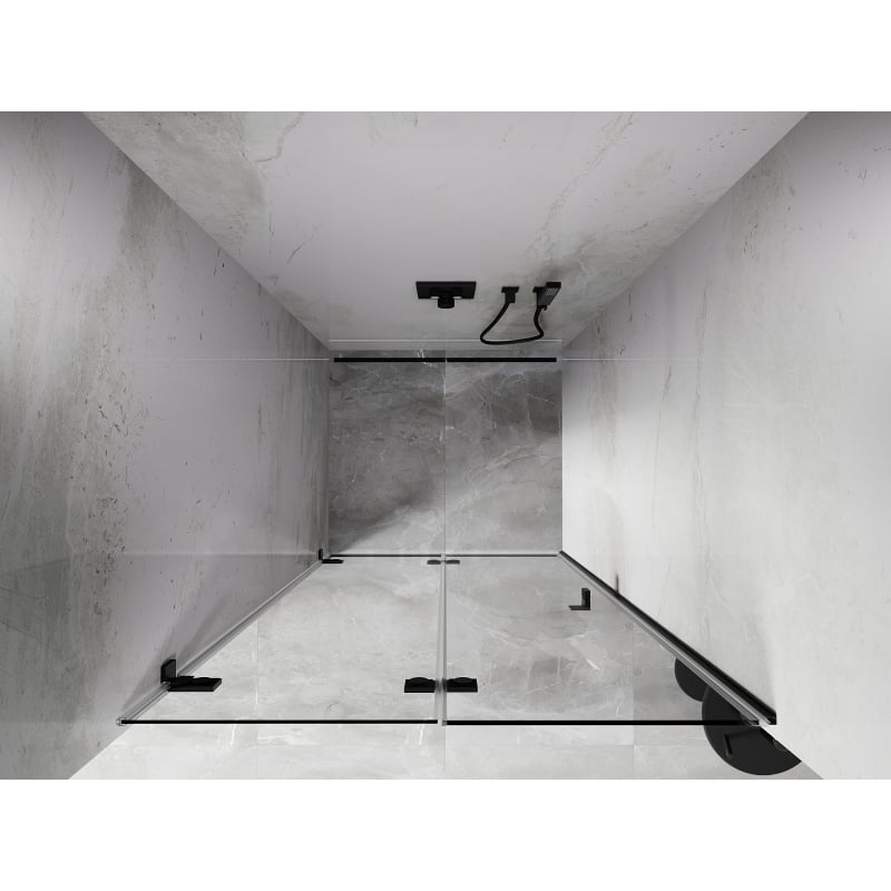 Mexen Lunar-F faltbare Duschwand links 50 cm, transparent, schwarz - 836-050-000-70-00-L