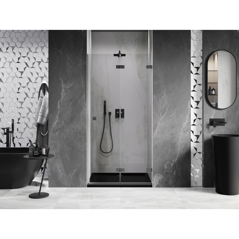 Mexen Lunar-F faltbare Duschür rechts 50 cm, transparent, Gun Metal - 836-050-000-95-00-P