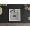 Mexen Vito Granitspüle 1-Becken 520 x 490 mm, weiß, schwarzer Siphon - 6503521000-20-B