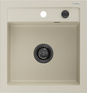 Mexen Vito Granitspüle ein Becken 520 x 490 mm, beige, Siphon schwarz - 6503521000-69-B