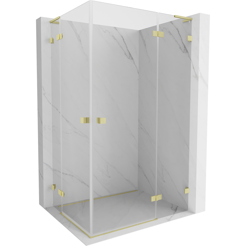 Mexen Lunar L Duo-Duschkabine rechtsseitig öffnend 110 x 70 cm, transparent, gebürstetes Gold - 834L-110P-070L-55-00