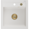 Mexen Vito Granitspüle 1-beckig 520 x 490 mm, weiß, Siphon gold - 6503521000-20-G