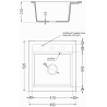 Mexen Vito Granitspüle 1-becken 520 x 490 mm, grau, schwarzer Siphon - 6503521000-71-B