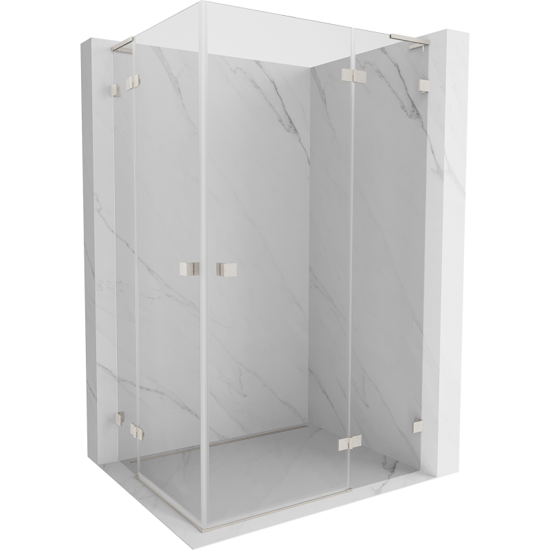 Mexen Lunar L Duo Duschkabine mit rechter Schwingtür 100 x 85 cm, transparent, gebürstetes Nickel - 834L-100P-085L-97-00