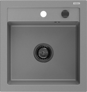 Mexen Vito Granitspüle 1-becken 520 x 490 mm, grau, schwarzer Siphon - 6503521000-71-B