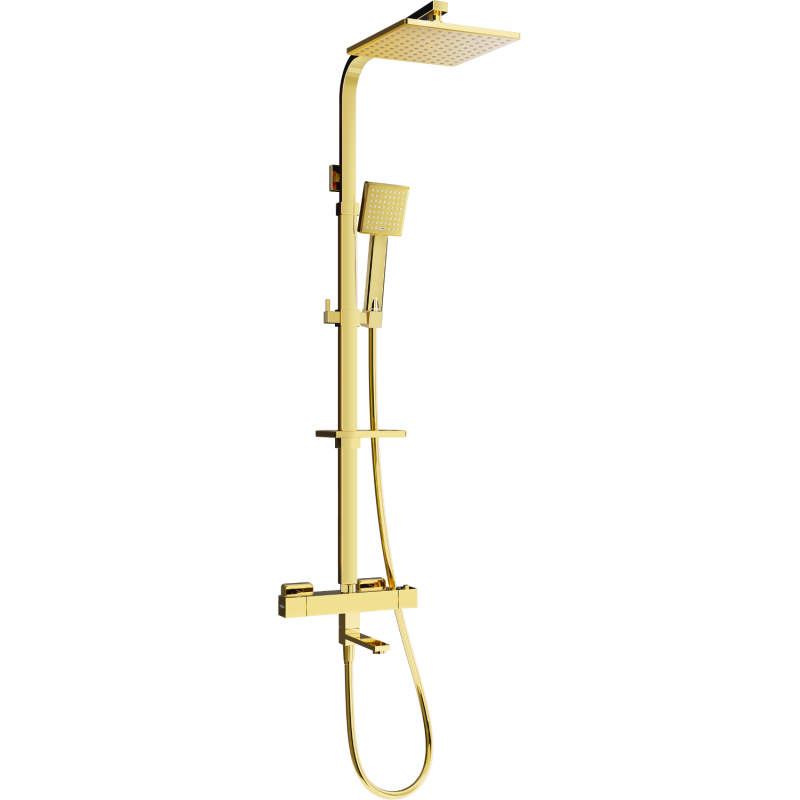 Mexen CQ45 Badewannen-Dusch-Set mit Regendusche und Thermostatarmatur, Gold - 779104595-50