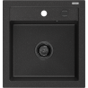 Mexen Vito Granitspüle 1-becken 520 x 490 mm, schwarz/silber metallic, schwarzer Siphon - 6503521000-73-B