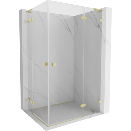 Mexen Lunar L Duo-Duschkabine, rechts öffnend, 115 x 70 cm, transparent, gebürstetes Gold - 834L-115P-070L-55-00