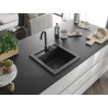Mexen Vito Granitspüle 1-becken 520 x 490 mm, schwarz gesprenkelt, schwarzer Siphon - 6503521000-76-B