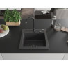 Mexen Vito Granitspüle 1-becken 520 x 490 mm, schwarz gesprenkelt, schwarzer Siphon - 6503521000-76-B