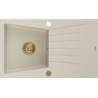 Mexen Cesar Granitspüle 1-beckig mit Abtropffläche 775 x 470 mm, beige, goldener Siphon - 6514771010-69-G
