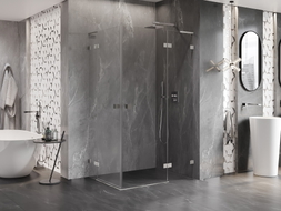 Mexen Lunar L Duo Duschkabine schwenkbar rechts 115 x 80 cm, transparent, gebürsteter Nickel - 834L-115P-080L-97-00