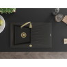 Mexen Cesar Granitspüle 1-Becken mit Abtropffläche 775 x 470 mm, Schwarz/Gold-Metallic, Siphon Gold - 6514771010-75-G