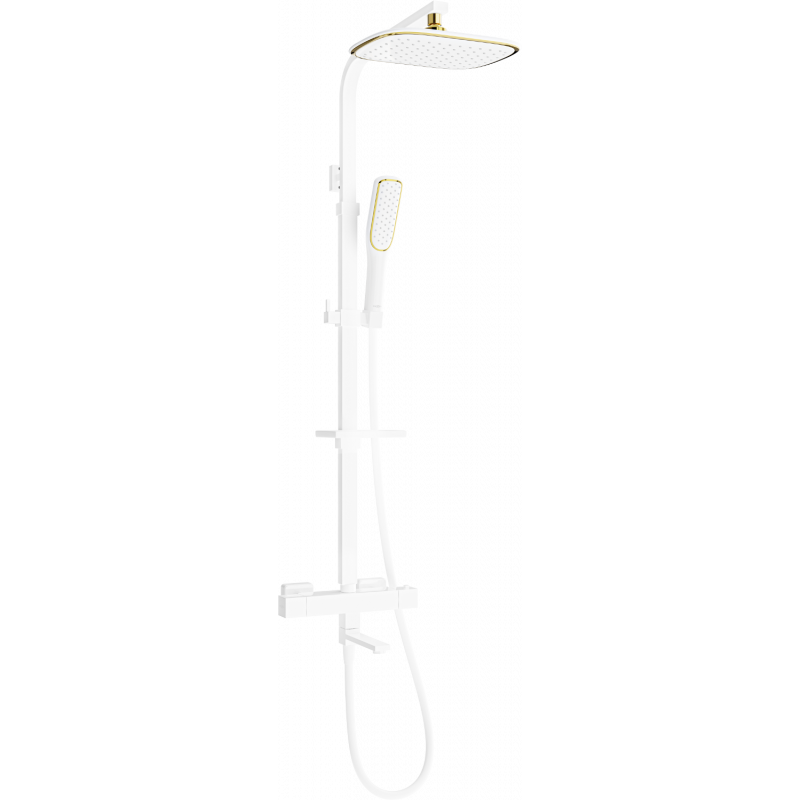 Mexen CQ49 Bade- und Duschset mit Regendusche und Thermostatbatterie, weiß/gold - 779104995-25